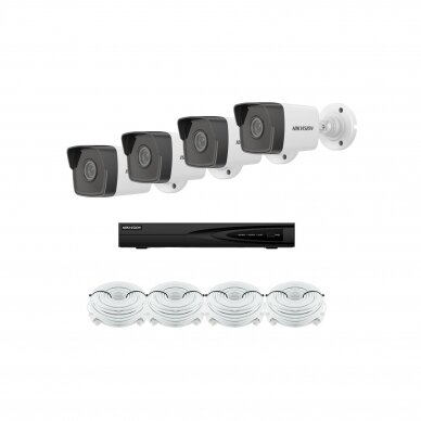 4MP IP surveillance kit Hikvision - 1- 4 cameras DS-2CD1043G0-I 2.8mm, 4Mp