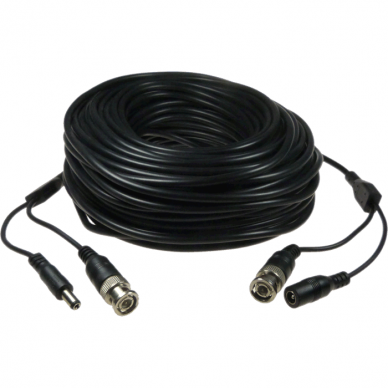 Coaxial and power cable 20m, BNC+DC 5,5mm plug