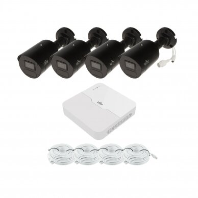 4MP IP surveillance kit Uniview - 1- 4 cameras IPC2124LE-ADF28KM-G1-BLACK, POE, mic, human detection