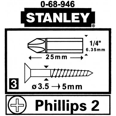 BIT PH2 ST-0-68-946*P3 1/4 " STANLEY 3