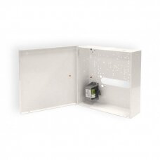 Metal case for alarm system 290x280x80mm, with PSU, white