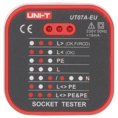 MAINS SOCKET TESTER UT-07A-EU UNI-T 1