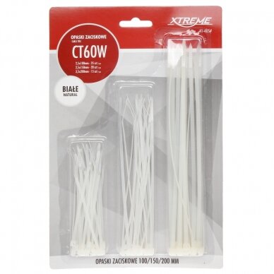 Cable ties pack 100mm/150mm/200mm 60pcs., white 1